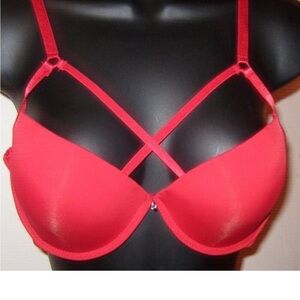 Youmita Red Cage Demi Push Up 40C Bra NWT